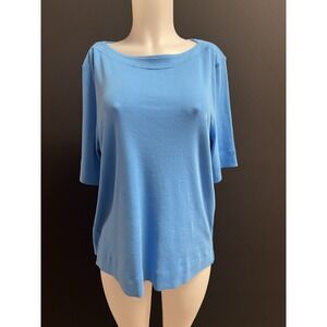 Chicos Womens The ultimate tee Top Sz 3, 100% Pima Cotton Blue